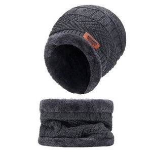 Warm Winter Hat And Scarf Set Knitted Winter Beanie Soft Fur Like Liner Winter Cap Neck Warmer Unisex