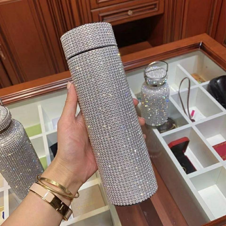 Smart Diamond Thermos Bottle Stainless Steel Water Bottle For Coffee Smoothie
