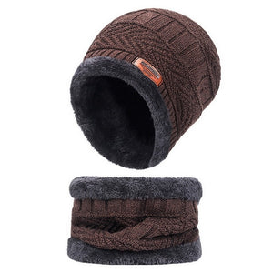 Warm Winter Hat And Scarf Set Knitted Winter Beanie Soft Fur Like Liner Winter Cap Neck Warmer Unisex