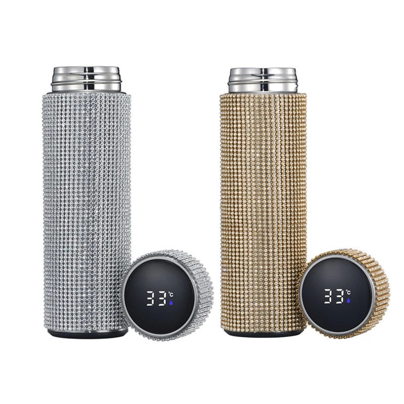 Smart Diamond Thermos Bottle Stainless Steel Water Bottle For Coffee Smoothie