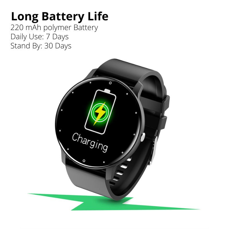 Smart Watch Touch Screen Monitors Health Stats and Fitness Activity Waterproof IOS Android