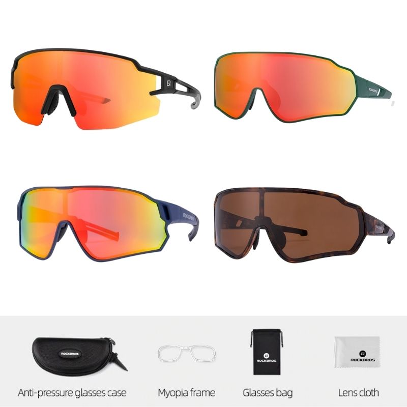 Polarized Sports Prescription Frame Sunglasses with 5 Interchangeable Lenses With UV400 Protection-Bike Accessories-Fit Sports 