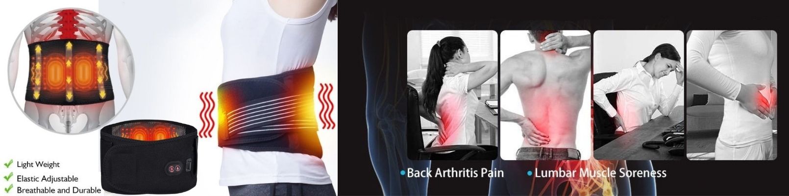 Infrared Heating Back Brace With Massage For Lumbar Back Pain Relief