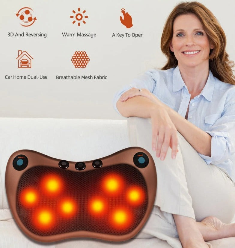 Shiatsu Neck Massager Kneading Massage Pillow with Heat for Neck Shoulders and Back Use at Home or In The Car