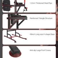 Multi-Function Power Station 4-in-1 Power Tower With Chin Up Bar Push Up Handles Leg Raises Dip Station