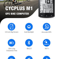 Bike Computer With Heart Rate Sensor 2.9 inch LCD Screen GPS Wireless Odometer Speedometer