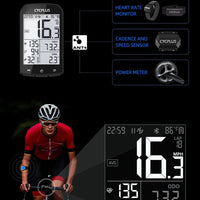Bike Computer With Heart Rate Sensor 2.9 inch LCD Screen GPS Wireless Odometer Speedometer