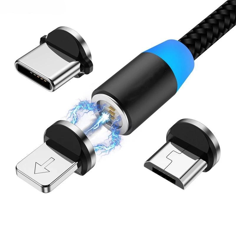 Super Charging Magnetic Nylon Braided USB Charging And Data Transfer Cable For IPhone, Samsung Galaxy And Xiaomi Redmi-Bluetooth Headphones & Accessories-Fit Sports 