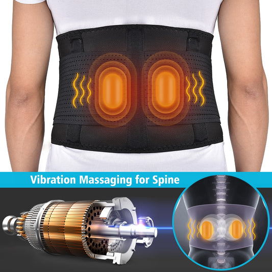 Heated Lumbar Support Belt with Vibration – Adjustable Back Wrap
