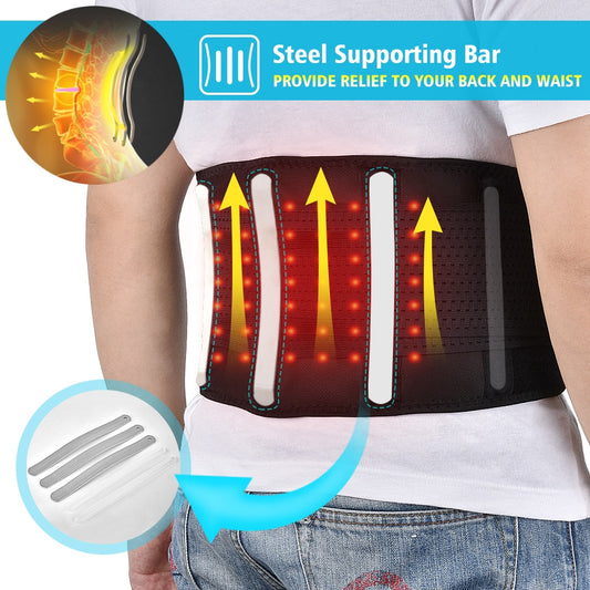 Heated Lumbar Support Belt with Vibration – Adjustable Back Wrap