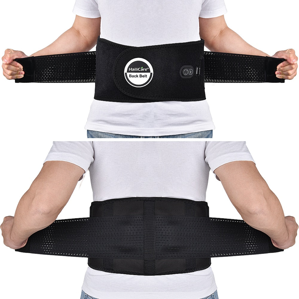 Heated Lumbar Support Belt with Vibration – Adjustable Back Wrap
