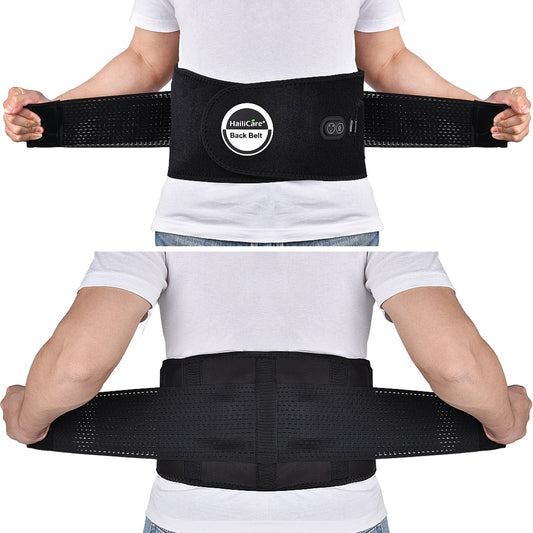 Heated Lumbar Support Belt with Vibration – Adjustable Back Wrap