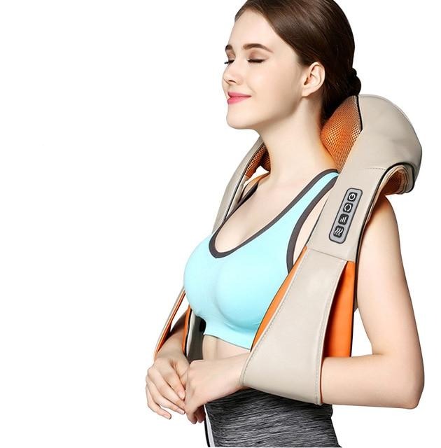 Shiatsu Back and Neck Massager With Heat Deep Kneading Shoulder Pain Massage for Neck Back Shoulder Feet Legs Use at Home Car And Office-Massage Equipment-Fit Sports 