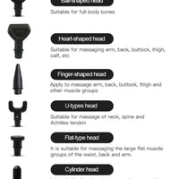 Massage Gun 30 Speeds 6 Heads Super Quiet Brushless Motor Cordless Deep Tissue Percussion Gun Portable Massager-Massage Equipment-Fit Sports 