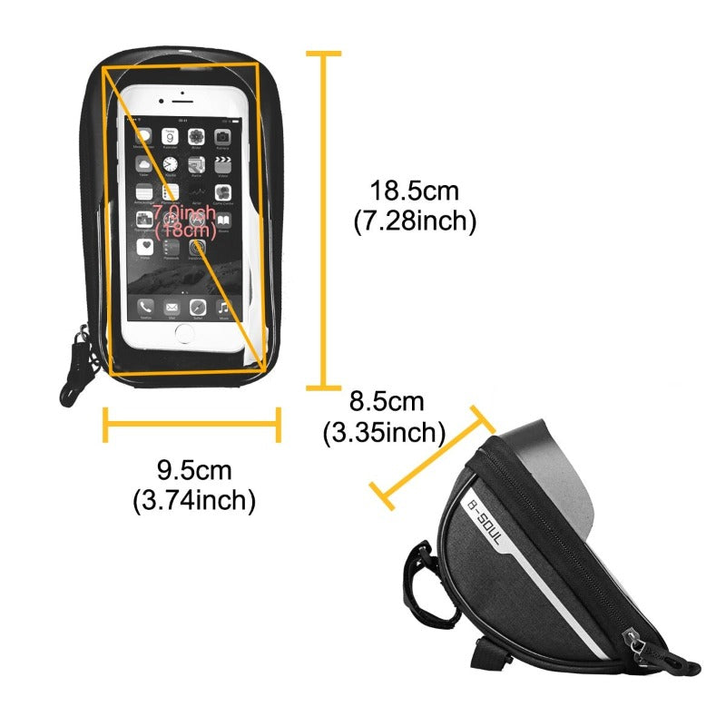 Bike Phone Bag Phone Holder Extra Storage Waterproof For Bike Fits 6.5" iPhone 11 Pro Max S10 Plus Or Smaller-Bike Accessories-Fit Sports 