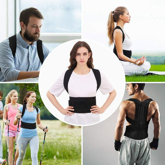 Posture Corrector Spine and Back Support Providing Pain Relief for Neck Back Shoulders Adjustable Breathable Back Brace Unisex-Body Support-Fit Sports 