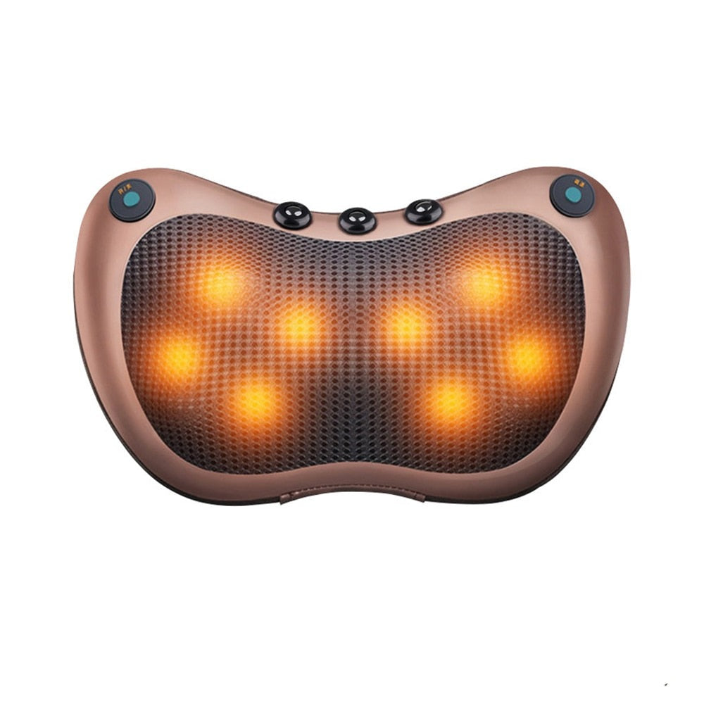 Shiatsu Back and Neck Massager Kneading Massage Pillow with Heat for Shoulder Pain Lower Back Calf Feet Use at Home-Massage Equipment-Fit Sports 