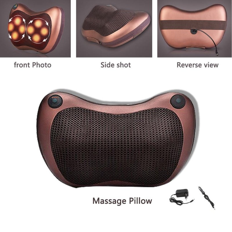 Shiatsu Back and Neck Massager Kneading Massage Pillow with Heat for Shoulder Pain Lower Back Calf Feet Use at Home-Massage Equipment-Fit Sports 