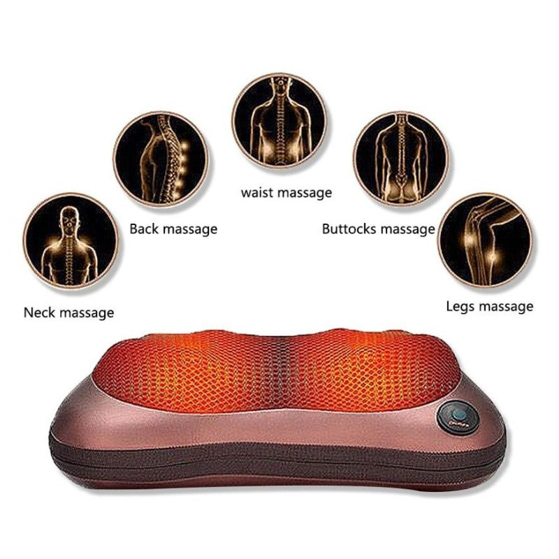 Shiatsu Back and Neck Massager Kneading Massage Pillow with Heat for Shoulder Pain Lower Back Calf Feet Use at Home-Massage Equipment-Fit Sports 