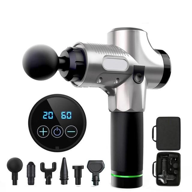 Massage Gun 30 Speeds 6 Heads Super Quiet Brushless Motor Cordless Deep Tissue Percussion Gun Portable Massager-Massage Equipment-Fit Sports 