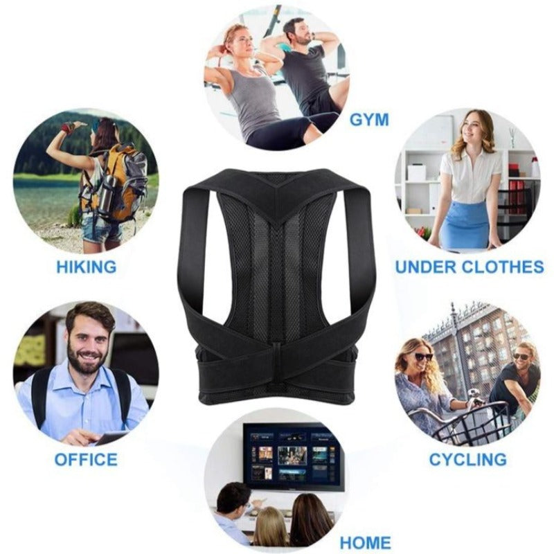 Posture Corrector Spine and Back Support Providing Pain Relief for Neck Back Shoulders Adjustable Breathable Back Brace Unisex-Body Support-Fit Sports 
