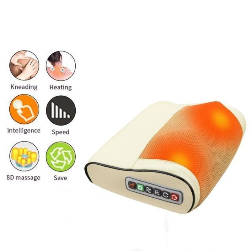 Massage Pillow With Infrared Heating Great Muscle And Stress Relief Shiatsu Massager For Neck Shoulders Back Multi Purpose Use-Massage Equipment-Fit Sports 
