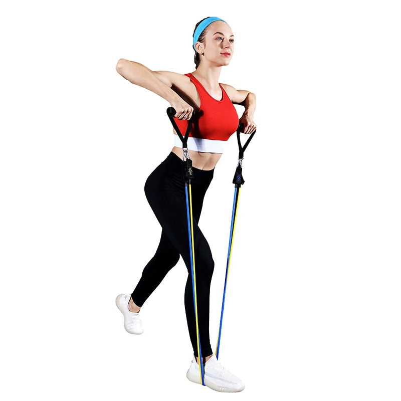 Resistance Bands 11 Piece Resistance Band Set Latex Bands Great For Home Workouts Fitness Training-Fitness Accessories-Fit Sports 
