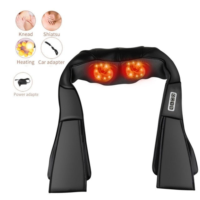 Shiatsu Back and Neck Massager Deep Kneading Massage With Heat for Shoulders Neck Back Legs Feet For Use at Home Car or Office