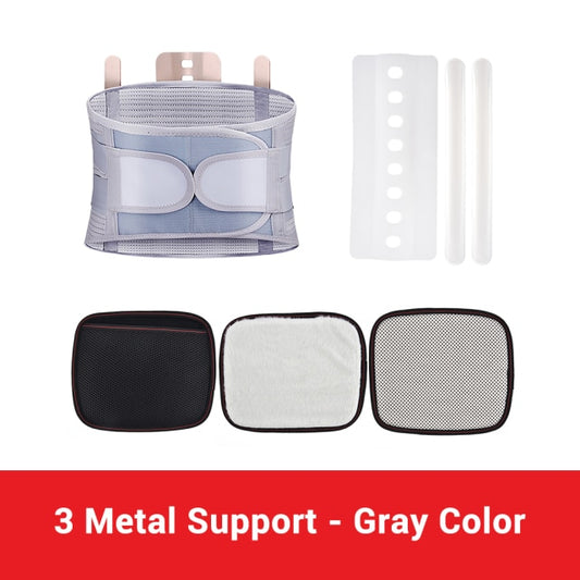 Back Support Belt with 3 Metal Support Stays – Adjustable Lumbar Wrap