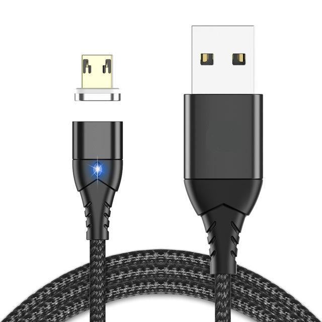 USB Magnetic Braided Charging Cable, Micro USB Type C For iPhone Lighting Cable 1M 3A Fast Charging Wire Type-C-Bluetooth Headphones & Accessories-Fit Sports 