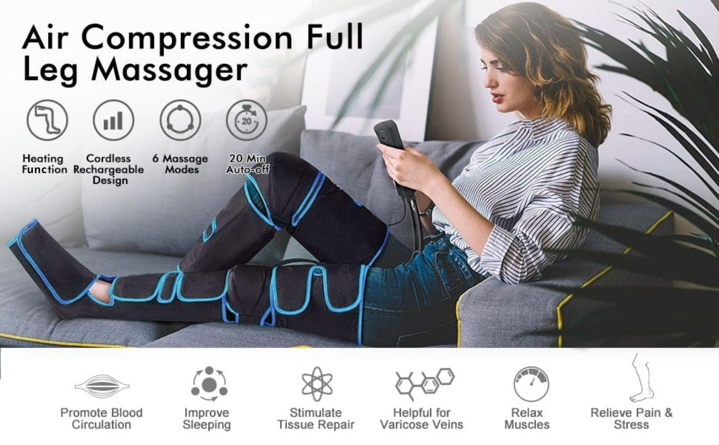 Foot & Leg Massager with Infrared Heating – Rechargeable Compression Massager