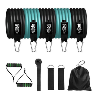 Resistance Bands 11 Piece Resistance Band Set Latex Bands With Carabiners Great For Home Workouts Fitness Training